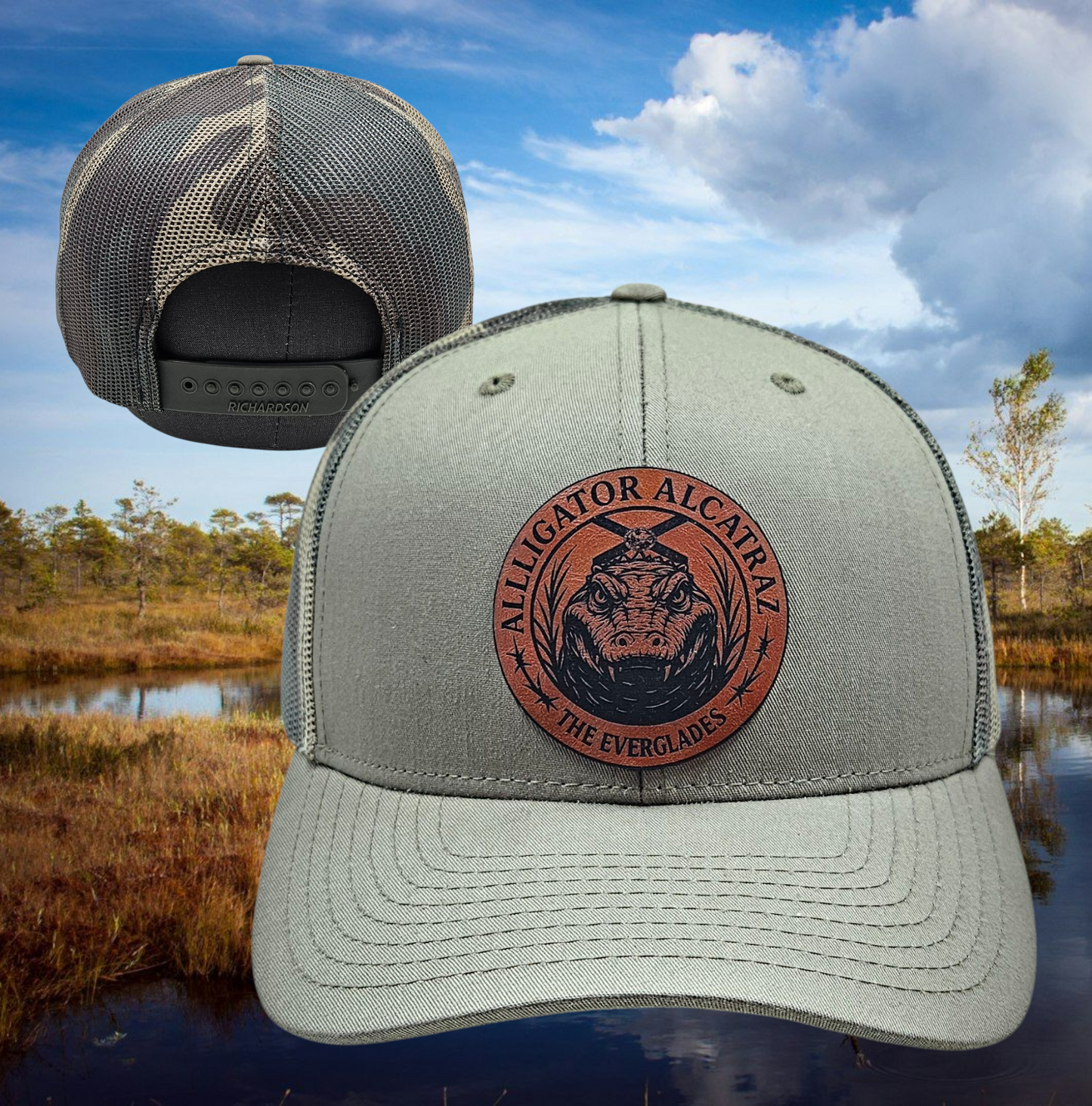 Alligator Alcatraz Olive Green Camo Mesh Trucker